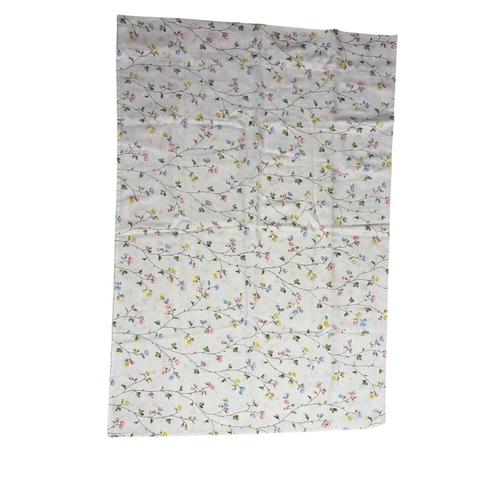 Vintage Floral Vine Pillowcase White Cotton Blend Cottagecore Flowers Standard